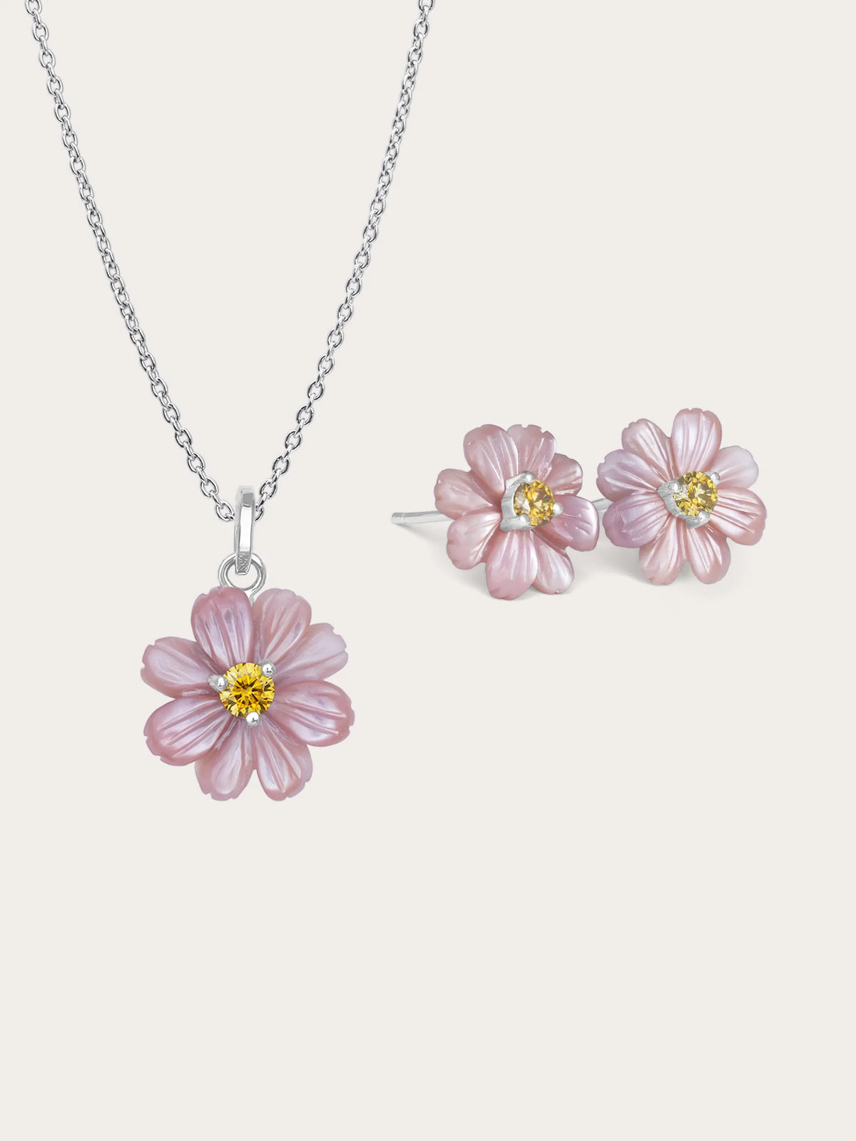 Carved Cosmos Necklace and Earrings Set