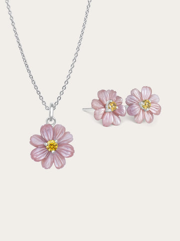 Carved Cosmos Necklace and Earrings Set