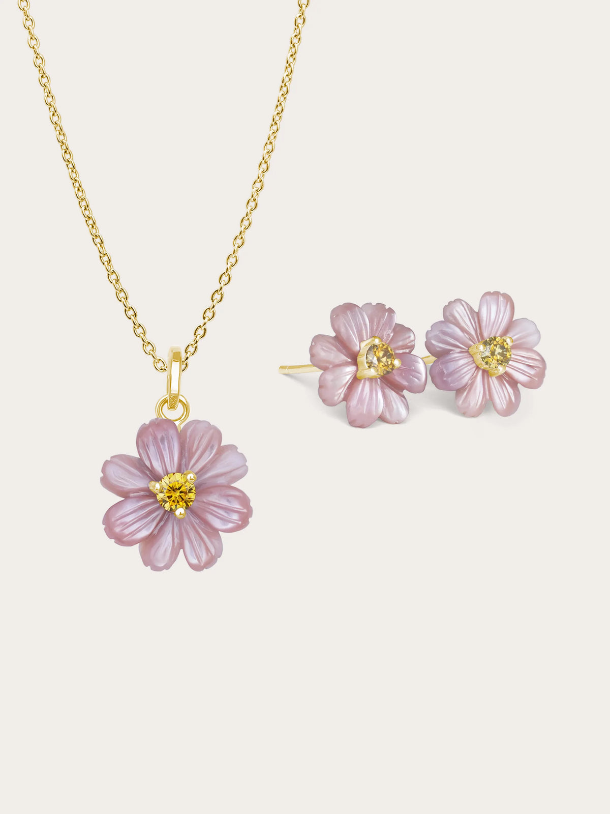 Carved Cosmos Necklace and Earrings Set