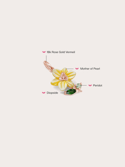 Carved Daffodil Charm 18K Rose Gold (1) – Mondays Made Flower & Birthstone Jewelry Singapore