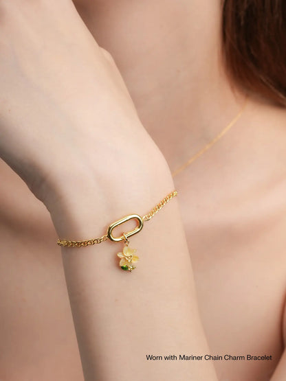 Carved Daffodil Charm Worn With 18K Gold – Mondays Made Flower & Birthstone Jewelry Singapore