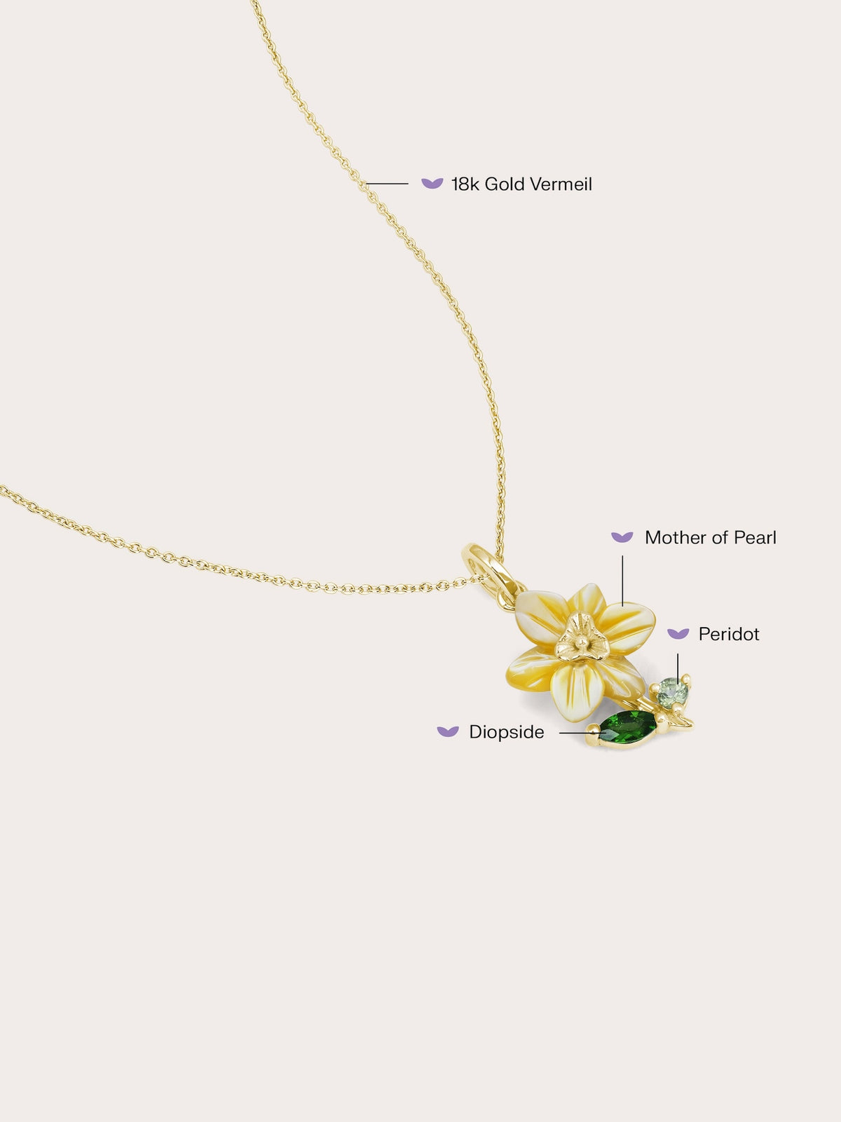 Carved Daffodil Necklace 18K Gold (1) – Mondays Made Flower & Birthstone Jewelry Singapore