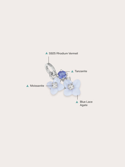 Carved Hydrangea Charm S925 Silver Rhodium (1) – Mondays Made Flower & Birthstone Jewelry Singapore