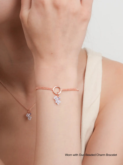 Carved Hydrangea Charm Worn With 18K Rose Gold – Mondays Made Flower & Birthstone Jewelry Singapore