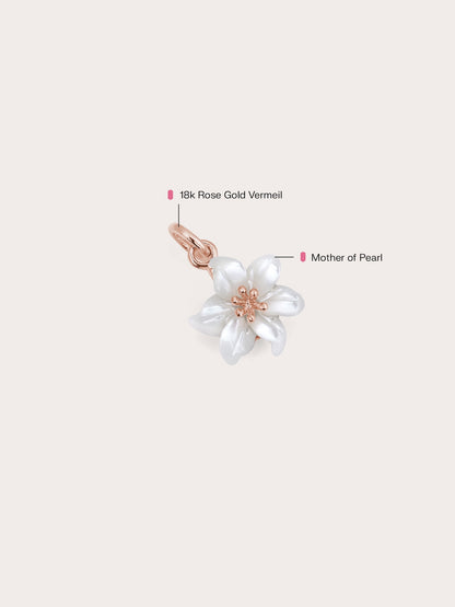 Carved Lily Charm 18K Rose Gold (1) – Mondays Made Flower & Birthstone Jewelry Singapore