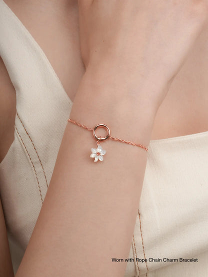 Carved Lily Charm Worn With 18K Rose Gold – Mondays Made Flower & Birthstone Jewelry Singapore