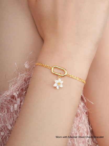 Carved Lily Charm Worn With 18K Gold – Mondays Made Flower & Birthstone Jewelry Singapore