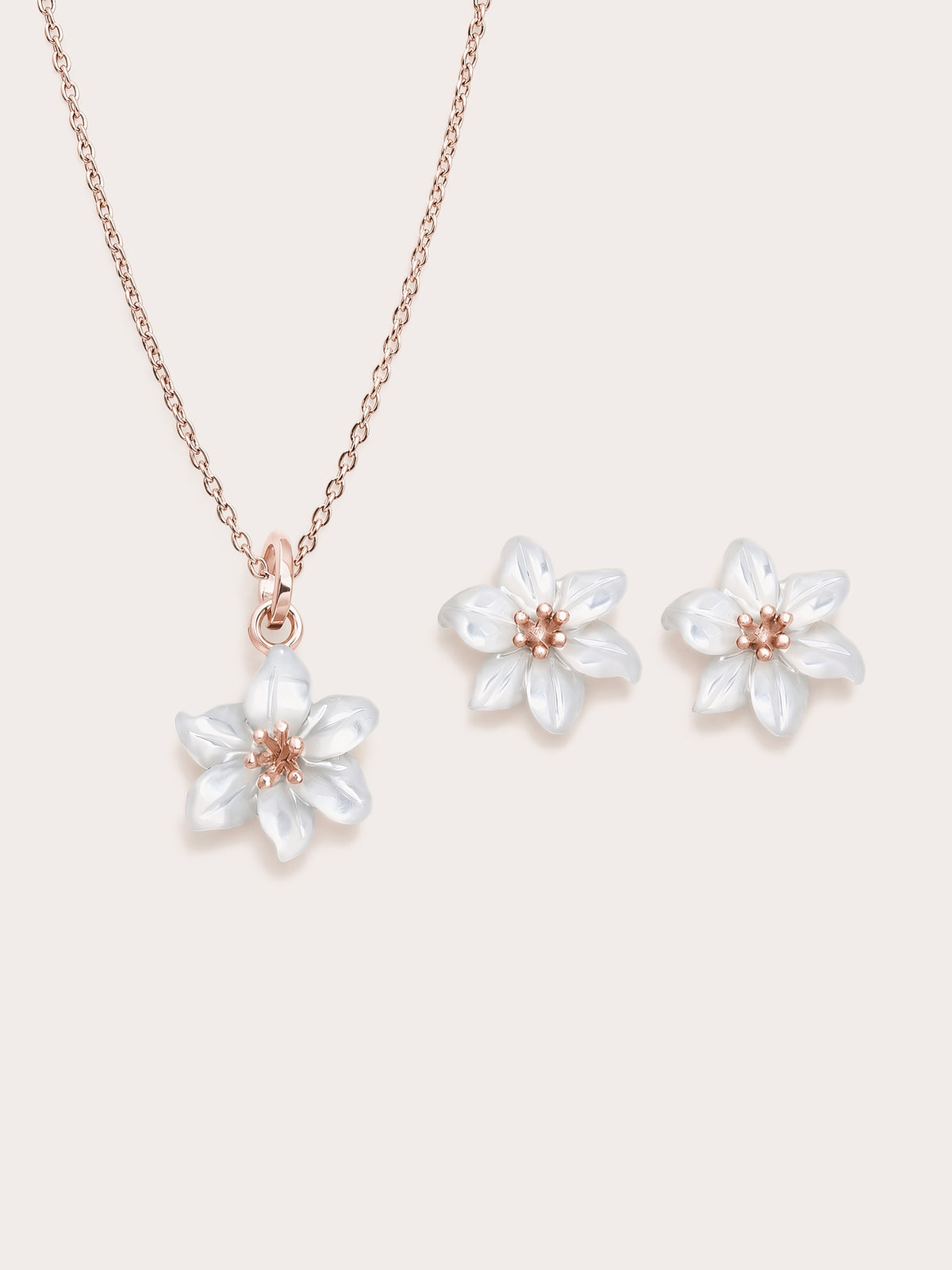 Carved Lily Set 18K Rose Gold – Mondays Made Flower & Birthstone Jewelry Singapore