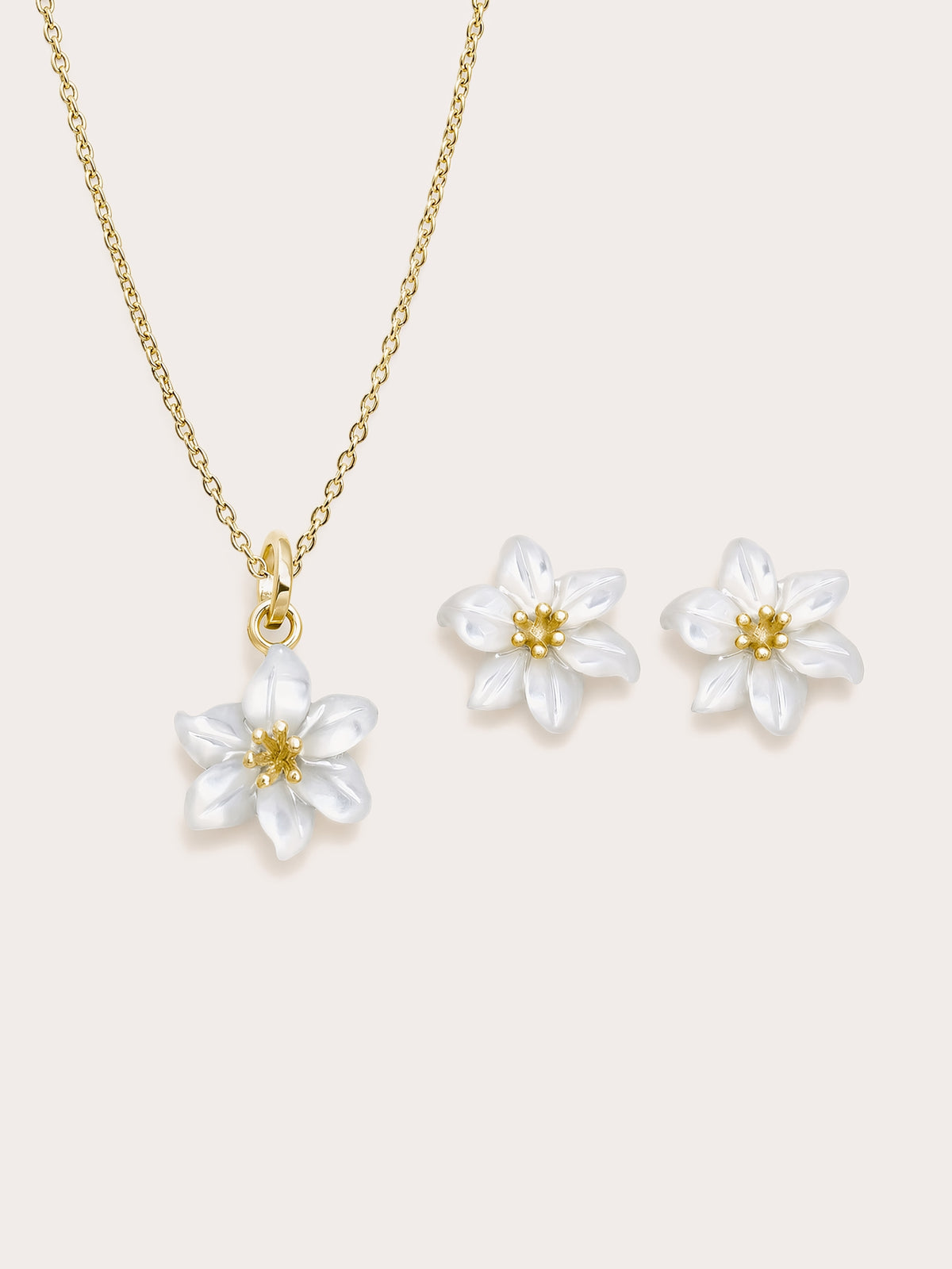 Carved Lily Set 18K Gold – Mondays Made Flower & Birthstone Jewelry Singapore