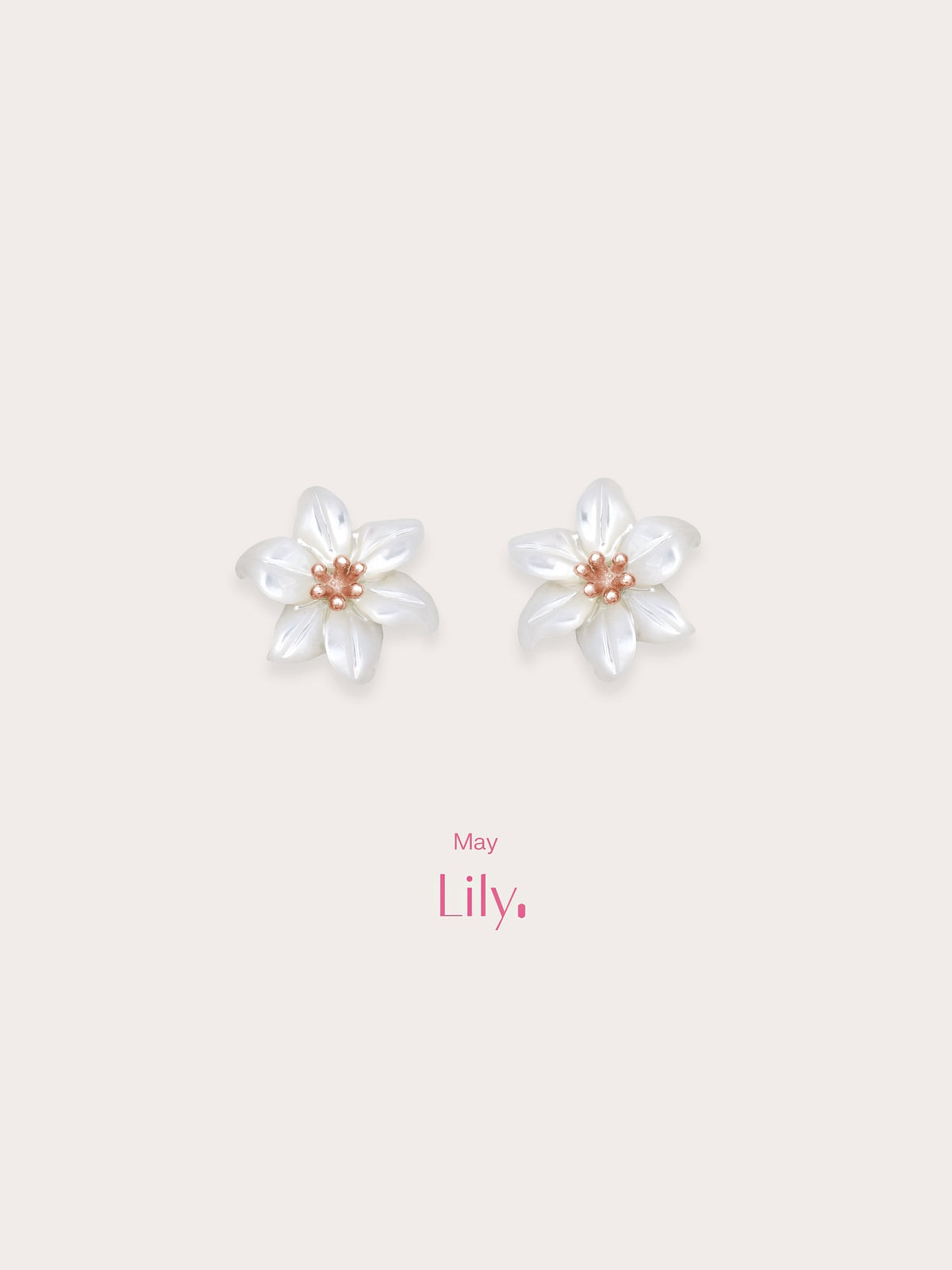 Carved Lily Stud Earrings 18K Rose Gold (5) – Mondays Made Flower & Birthstone Jewelry Singapore