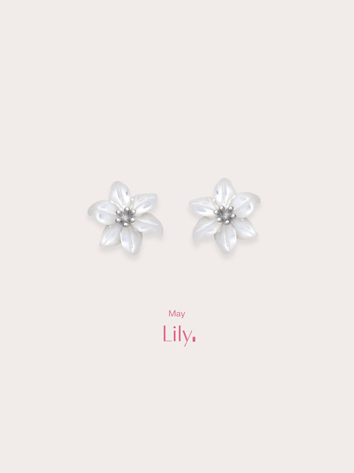 Carved Lily Stud Earrings S925 Silver Rhodium (5) – Mondays Made Flower & Birthstone Jewelry Singapore