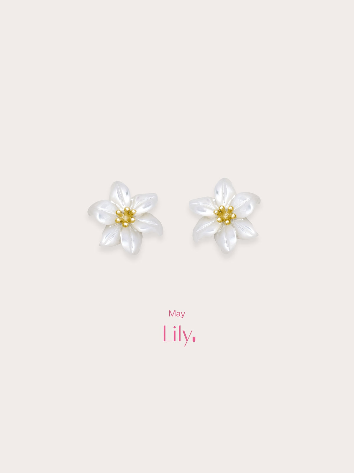 Carved Lily Stud Earrings 18K Gold (4) – Mondays Made Flower & Birthstone Jewelry Singapore
