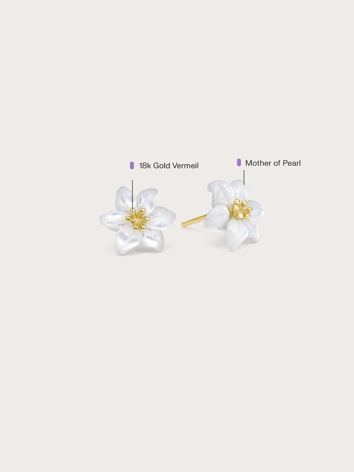 Carved Lily Stud Earrings 18K Gold (1) – Mondays Made Flower & Birthstone Jewelry Singapore