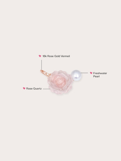 Carved Peony Charm 18K Rose Gold (1) – Mondays Made Flower & Birthstone Jewelry Singapore