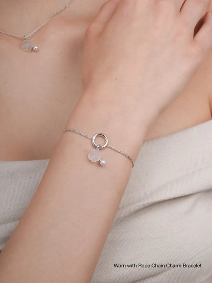 Carved Peony Charm Worn With S925 Silver Rhodium – Mondays Made Flower & Birthstone Jewelry Singapore