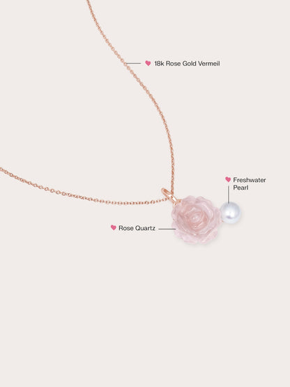 Carved Peony Necklace 18K Rose Gold (1) – Mondays Made Flower & Birthstone Jewelry Singapore