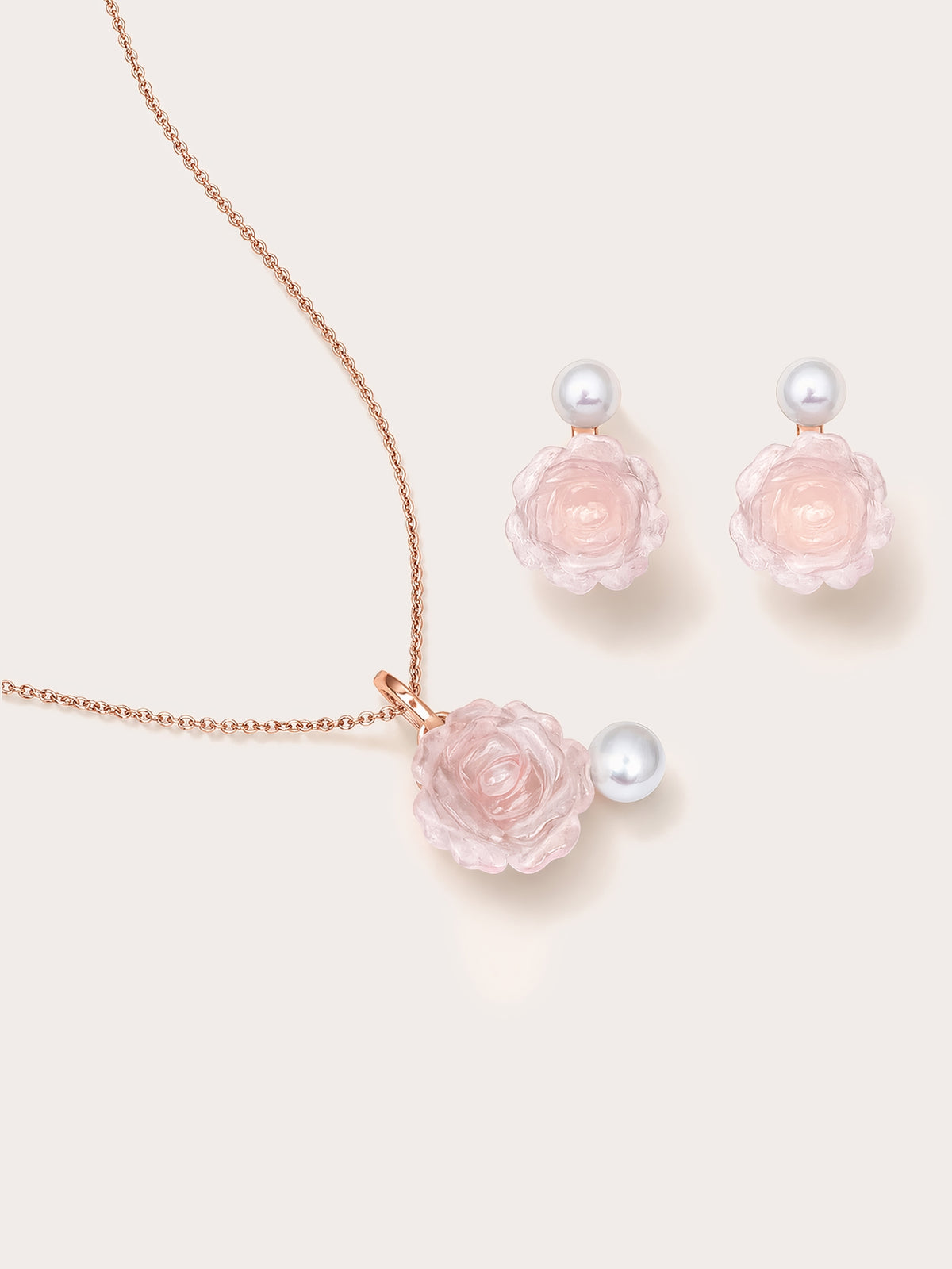 Carved Peony Set 18K Rose Gold – Mondays Made Flower & Birthstone Jewelry Singapore