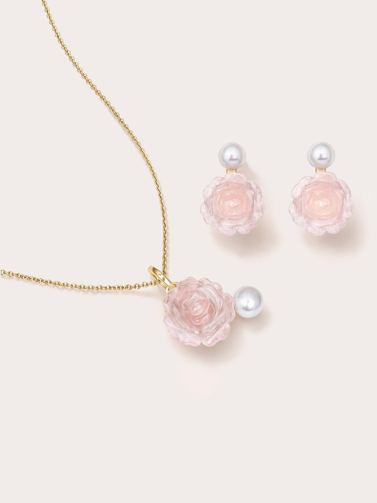 Carved Peony Set 18K Gold – Mondays Made Flower & Birthstone Jewelry Singapore