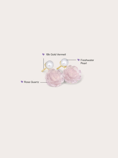 Carved Peony Stud Earrings 18K Gold (1) – Mondays Made Flower & Birthstone Jewelry Singapore