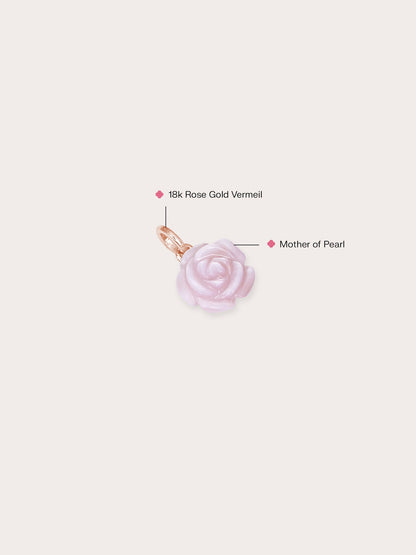 Carved Pink Rose Charm 18K Rose Gold (1) – Mondays Made Flower & Birthstone Jewelry Singapore