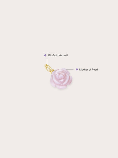 Carved Pink Rose Charm 18K Gold (1) – Mondays Made Flower & Birthstone Jewelry Singapore