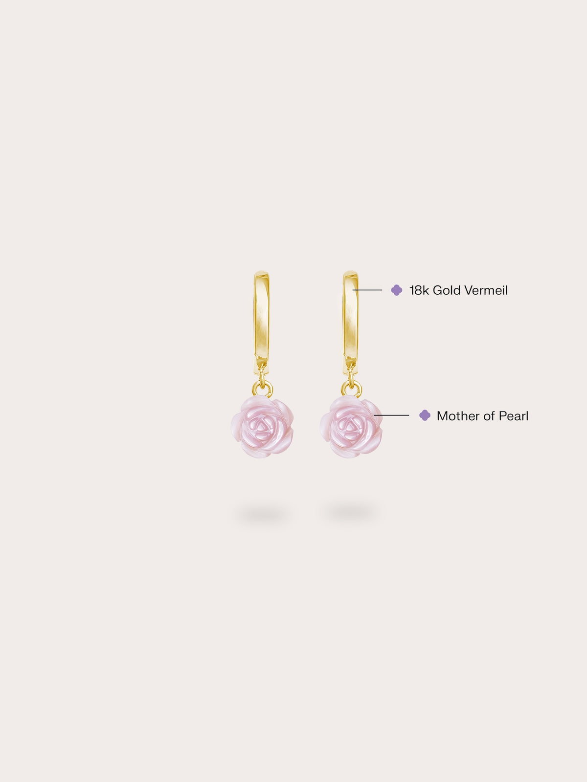 Carved Pink Rose Huggie Earrings 18K Gold (1) – Mondays Made Flower & Birthstone Jewelry Singapore