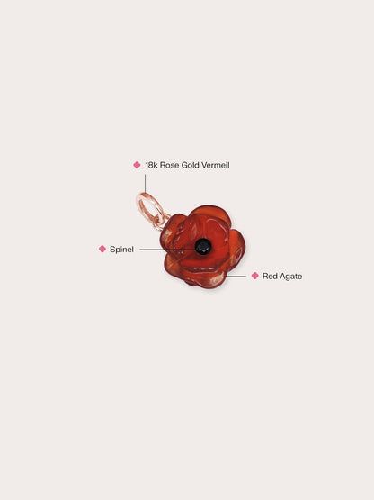 Carved Poppy Charm 18K Rose Gold (1) – Mondays Made Flower & Birthstone Jewelry Singapore