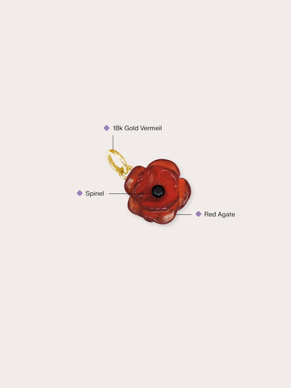 Carved Poppy Charm 18K Gold (1) – Mondays Made Flower & Birthstone Jewelry Singapore