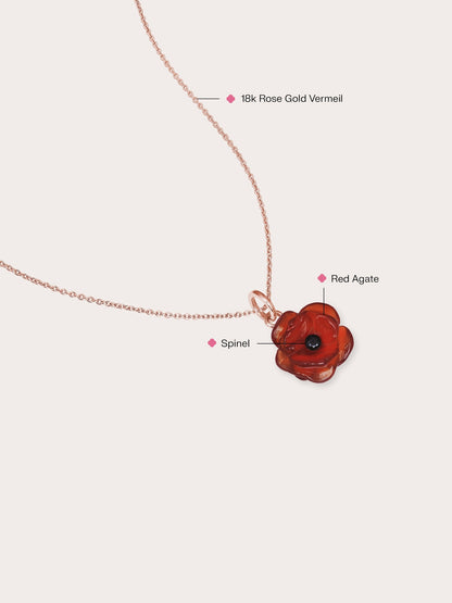 Carved Poppy Necklace 18K Rose Gold (1) – Mondays Made Flower & Birthstone Jewelry Singapore