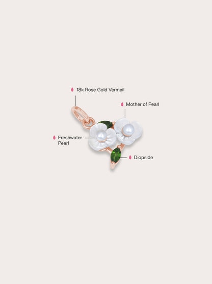 Carved Snowdrop Cluster Charm 18K Rose Gold (1) – Mondays Made Flower & Birthstone Jewelry Singapore