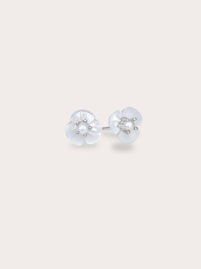Carved Snowdrop Drop Earrings S925 Silver Rhodium (2) – Mondays Made Flower & Birthstone Jewelry Singapore