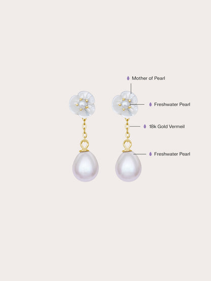 Carved Snowdrop Drop Earrings 18K Gold (1) – Mondays Made Flower & Birthstone Jewelry Singapore