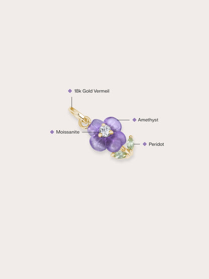 Carved Violet Charm 18K Gold (1) – Mondays Made Flower & Birthstone Jewelry Singapore