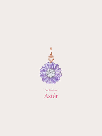 Carved Aster Charm 18K Rose Gold (3) – Mondays Made Flower & Birthstone Jewelry Singapore