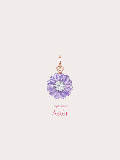 Carved Aster Charm 18K Rose Gold (3) – Mondays Made Flower & Birthstone Jewelry Singapore
