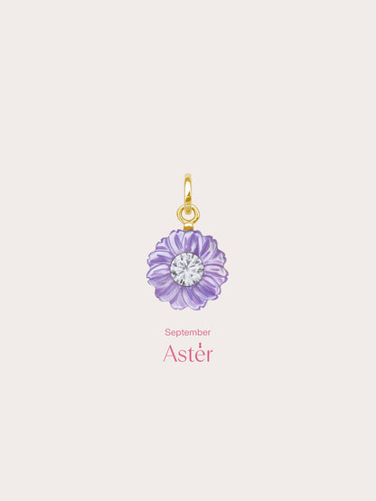 Carved Aster Charm 18K Gold (3) – Mondays Made Flower & Birthstone Jewelry Singapore