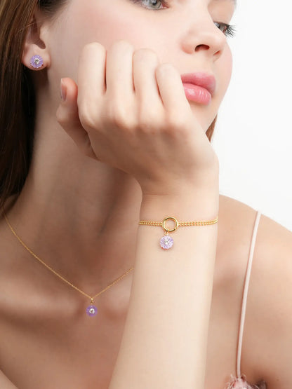 Carved Aster Charm 18K Gold (2) – Mondays Made Flower & Birthstone Jewelry Singapore