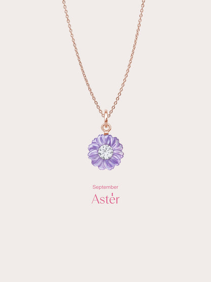 Carved Aster Necklace 18K Rose Gold (4) – Mondays Made Flower & Birthstone Jewelry Singapore