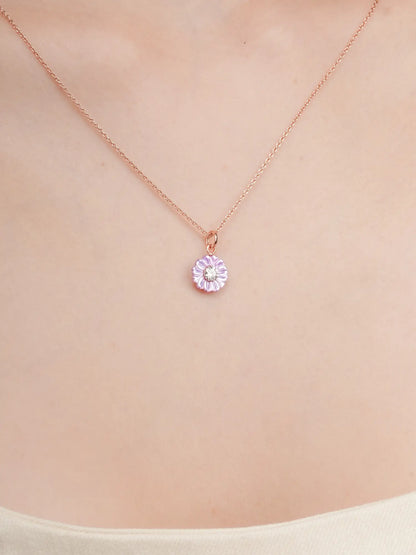 Carved Aster Necklace 18K Rose Gold (2) – Mondays Made Flower & Birthstone Jewelry Singapore