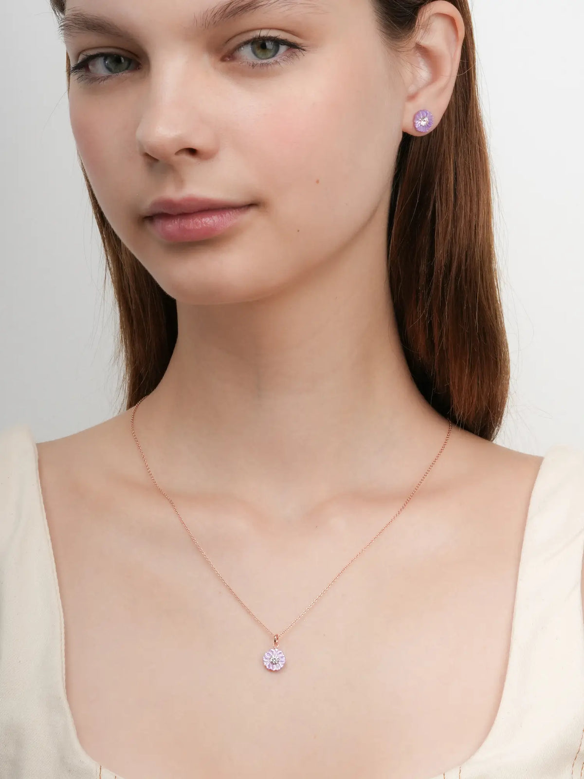 Carved Aster Necklace 18K Rose Gold (3) – Mondays Made Flower & Birthstone Jewelry Singapore