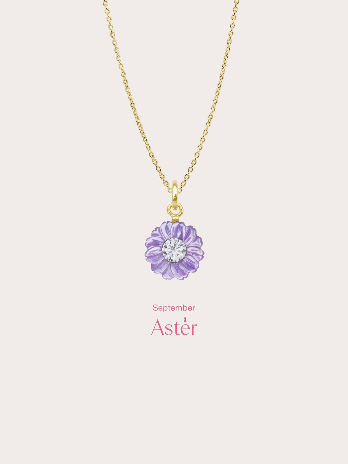 Carved Aster Necklace 18K Gold (4) – Mondays Made Flower & Birthstone Jewelry Singapore