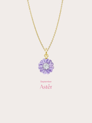 Carved Aster Necklace 18K Gold (4) – Mondays Made Flower & Birthstone Jewelry Singapore