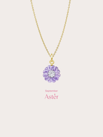 Carved Aster Necklace 18K Gold (4) – Mondays Made Flower & Birthstone Jewelry Singapore