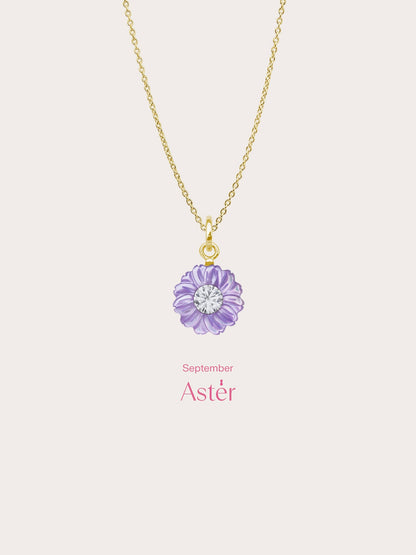 Carved Aster Necklace 18K Gold (4) – Mondays Made Flower & Birthstone Jewelry Singapore