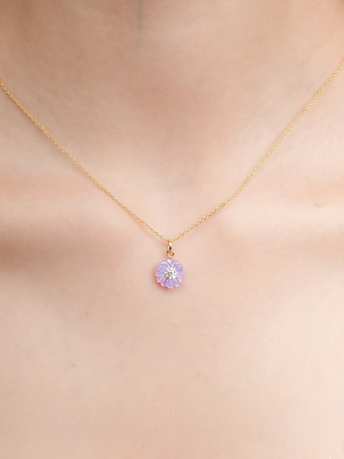 Carved Aster Necklace 18K Gold (2) – Mondays Made Flower & Birthstone Jewelry Singapore