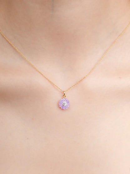 Carved Aster Necklace 18K Gold (2) – Mondays Made Flower & Birthstone Jewelry Singapore