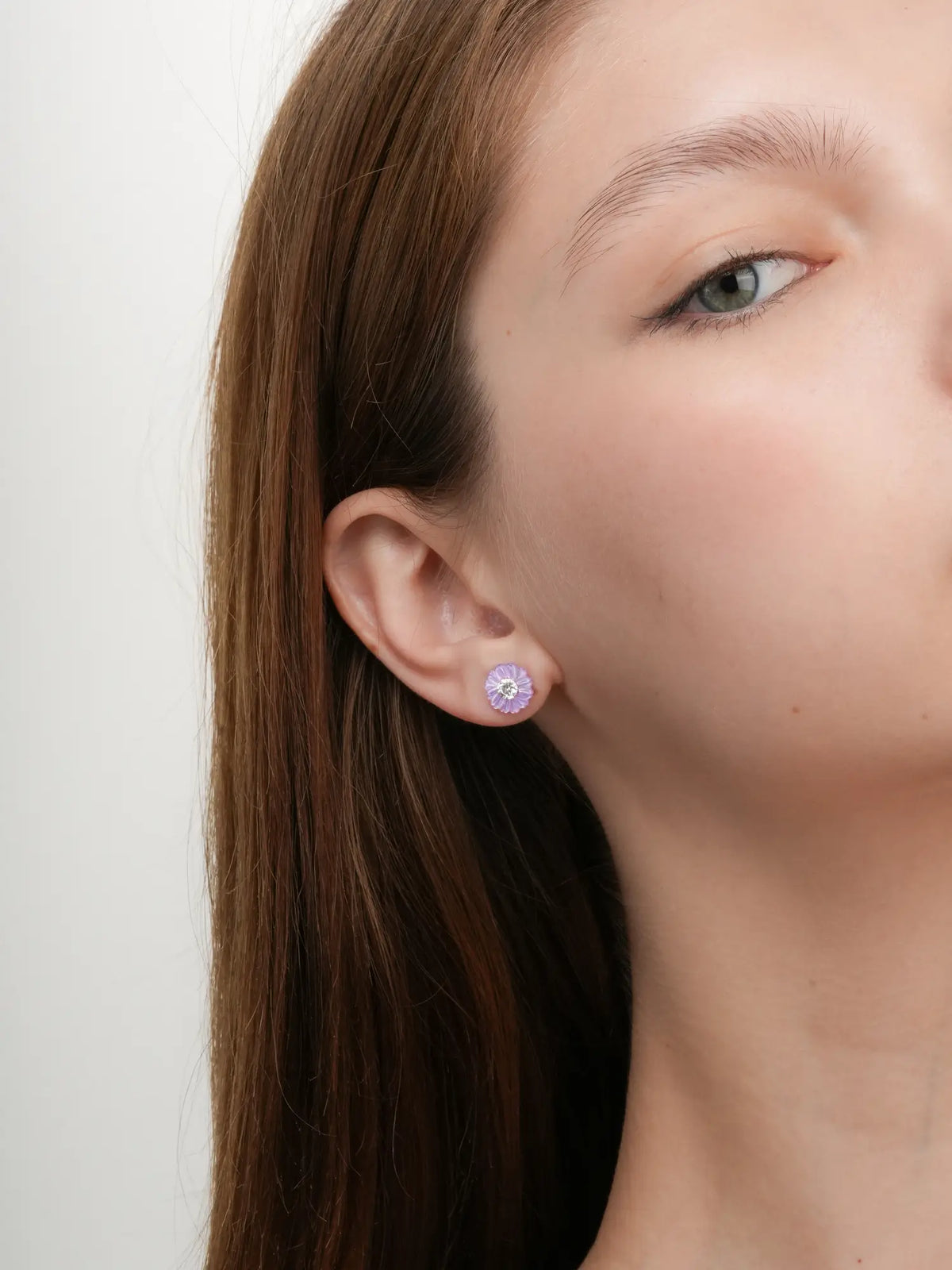 Carved Aster Stud Earrings (9) – Mondays Made Flower & Birthstone Jewelry Singapore