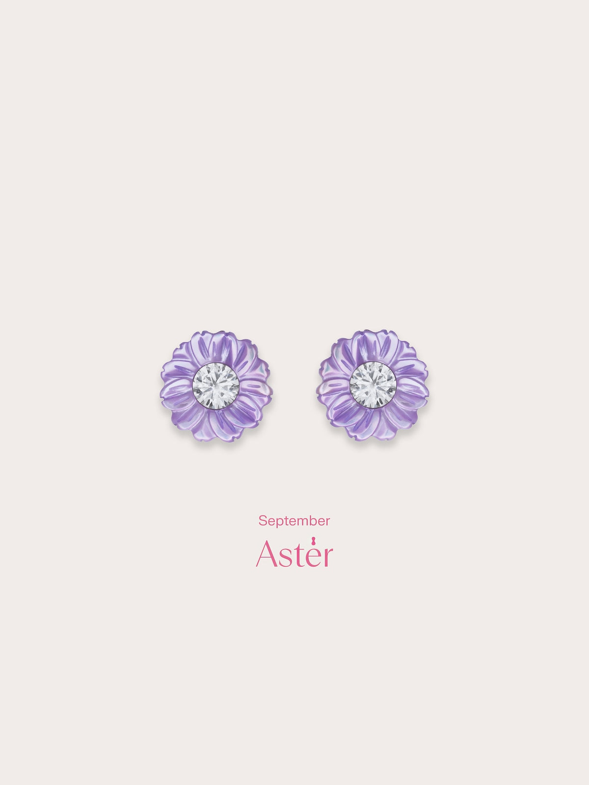 Carved Aster Stud Earrings S925 Silver Rhodium (2) – Mondays Made Flower & Birthstone Jewelry Singapore
