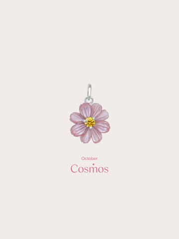 Carved Cosmos Charm S925 Silver Rhodium (3) – Mondays Made Flower & Birthstone Jewelry Singapore