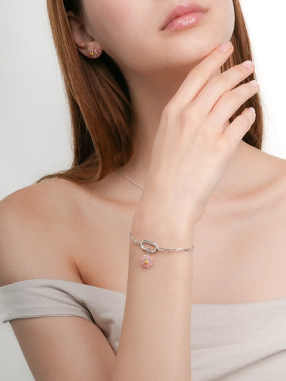 Carved Cosmos Charm S925 Silver Rhodium (2) – Mondays Made Flower & Birthstone Jewelry Singapore
